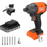 BLACK+DECKER 20V MAX POWERCONNECT Brushless Cordless &frac14;-in Hex Impact Driver Set with 2Ah Battery and Charger, 7 Pc Impact Driver Bit Set, 2000 In-Lbs Torque, 3200 RPM, LED Light, Ergonomic (BLIM78D1)