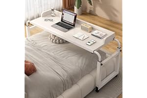 Lilvduybz Adjustable Height Overbed Table with Swivel Wheels, Mobile Heavy Duty Rolling Laptop Stand Desk, Mobile Bedside Des