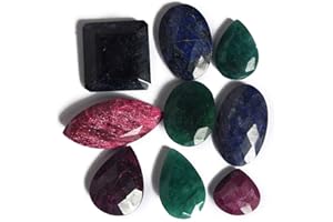 GEMHUB Approx 100 Ct. Set of 7 PCS Natural Ring Size Loose Ruby Emerald SAPHHIRE Loose Gemstone Beads
