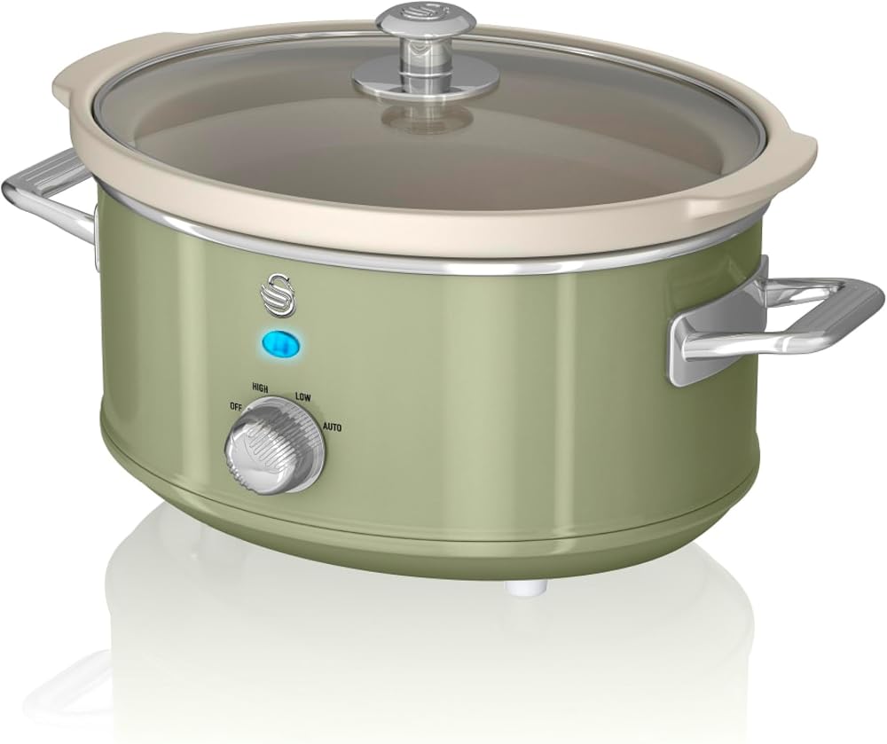 Swan Retro Slow Cooker 3.5L 200W Green SF17021GN with 3 Temps