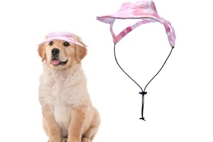 Pai Sence Dog Baseball Cap for Small Dogs Breed Tie Dye Hearts Pink Dog Sun Hat with Ear Holes Adjustable Outdoor Sport Dogs Visor with Drawstring S