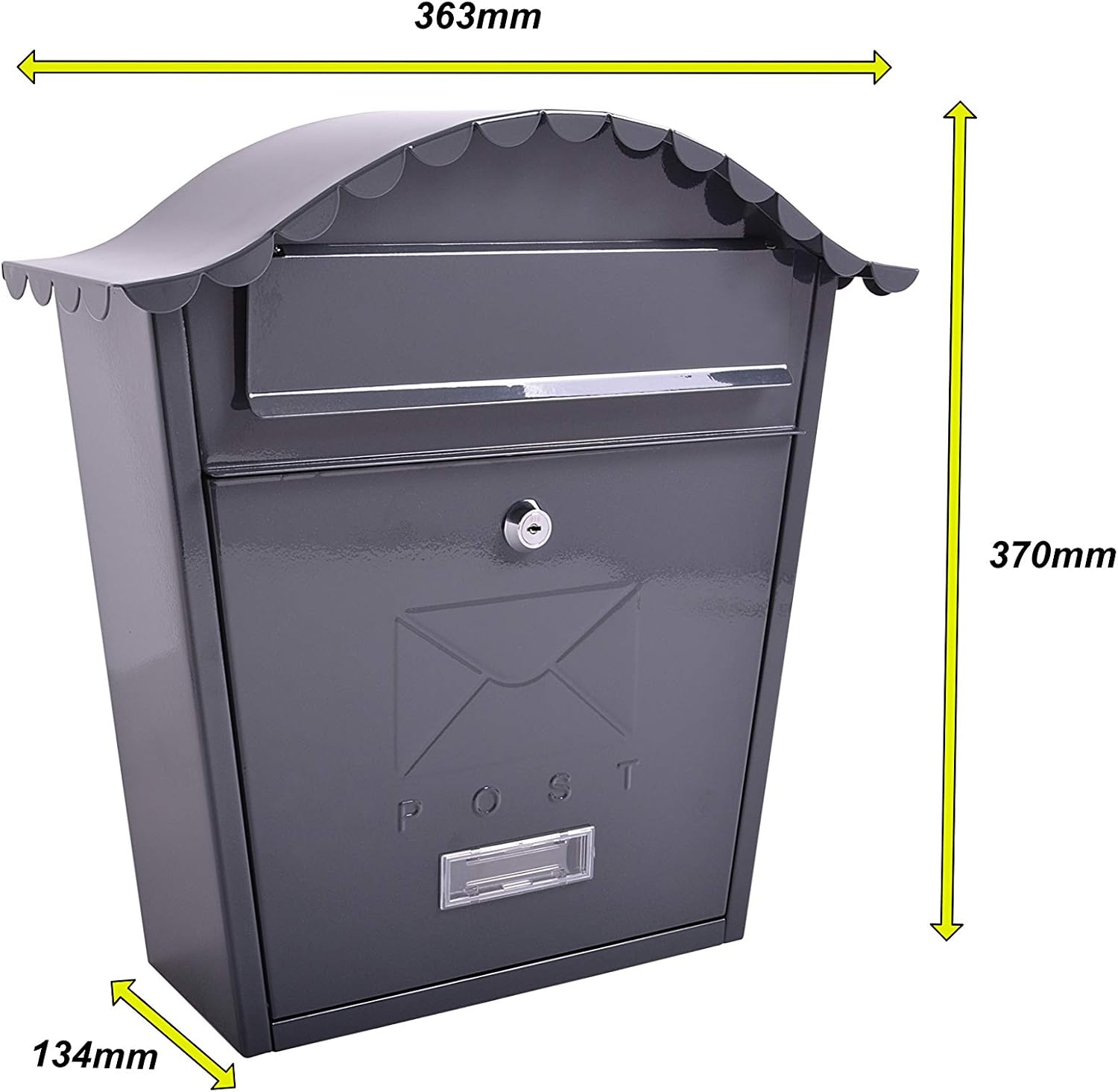 Burg-Wachter MB01A Anthracite Classic Wall Mounted Galvanised Steel Lockable Weatherproof Post Box - 36x37x13cm - Image 5