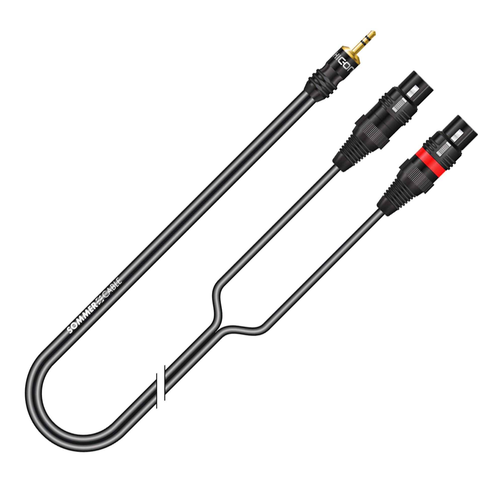 Sommer Cable ON9U-0025-SW Adaptor Cable 3.5 mm Mini Jack to 2x XLR 3-Pin Female Stereo Split Cable 0.25 m Onyx