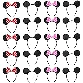 NEWTGAN 20 PCS Mouse Ears Headbands for Birthday Party Theme Park Costume Play Celebration for Boys and Girls (3color)