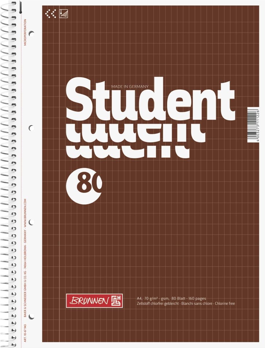 Brunnen 1067940 Student Notepad A4 rautiert White, Brown Envelope