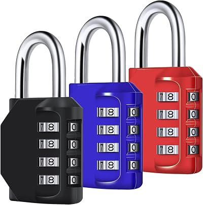Diyife 4-Digit Combination Padlock 3-Pack Weatherproof Outdoor Locks