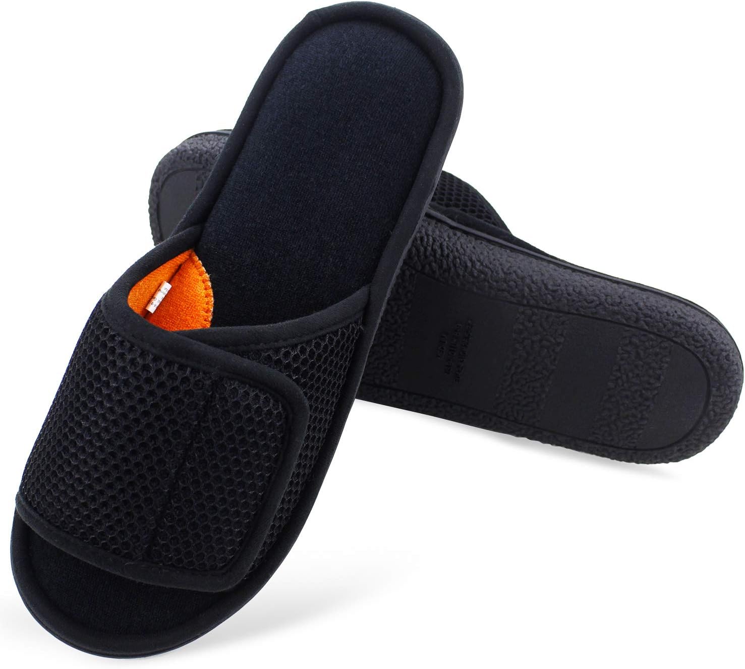 WALKFUN Men's Memory Foam Adjustable Mesh Spa Home Indoor Slippers