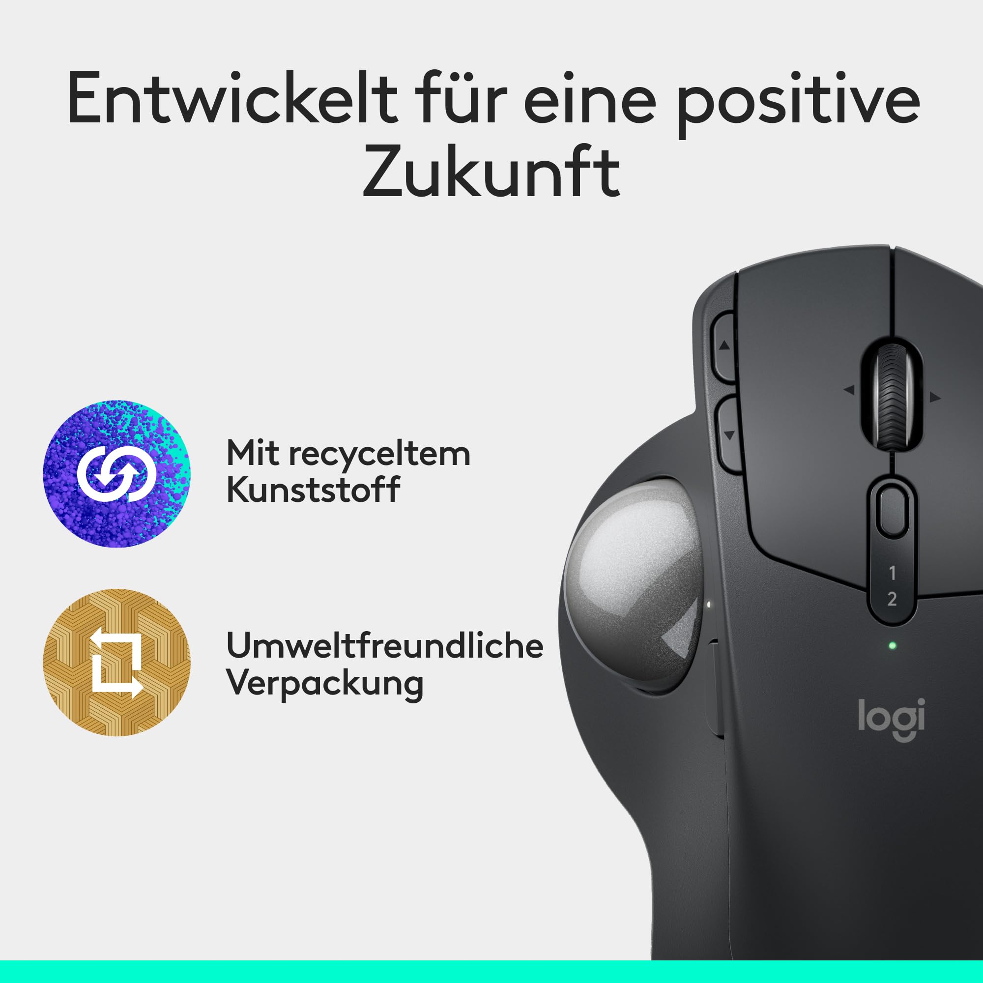 Logitech MX Ergo S Advanced kabellose Trackball-Maus, über USB-C wiederaufladbare kabellose ergonomische Maus mit Bluetooth und verschlüsseltem Dongle, 6 programmierbare Tasten, für PC/Mac - Graphit 9