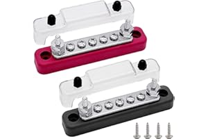 2 x #10 (M5) Studs & 5 x #8 (M4) Terminal Screws Bus Bar, Ampper 4.2" Power/Ground Distribution Block Brass Battery BusBar Ju