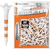 Full Choice 60/100 Pack Plastic Golf Tees (2-3/4"or 3-1/4"), Enhanced Durability &amp; Stability, Designed to Reduce Friction and Side Spin