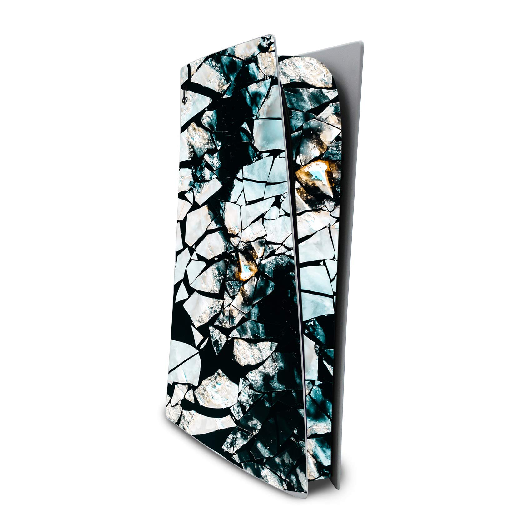 Finest Folia Screen Protector Compatible with PS5 Sticker Case for Games Console Case Sticker Vinyl Film Skin Against Scratches Design Cover RX040 (Disc Edition, No. 18 Broken Ice)