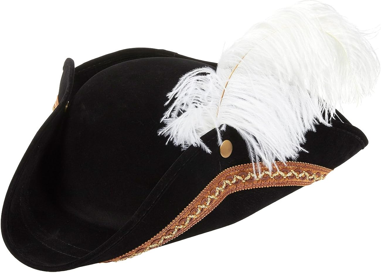 Juvale Tricorn Pirate Hat for Halloween, Colonial Revolutionary War Theme Birthday Party Costume, Adult Black: Clothing
