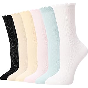 soxitoevy 6/9 Pairs Women's Ruffle Socks Cute sheer Thin Cotton Sock | Ultra-thin Floral Elegant Breathable Cotton Casual Ank