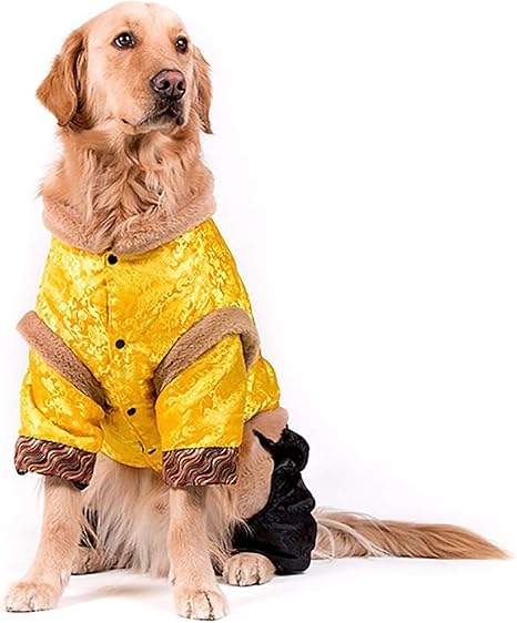 Amazon Co Jp ペット犬のタグ 暖かい犬のセーターの冬の小さい中草の大きな犬のジャケットベストの防風スノースーツ犬の服衣装 イエロー L ホーム キッチン