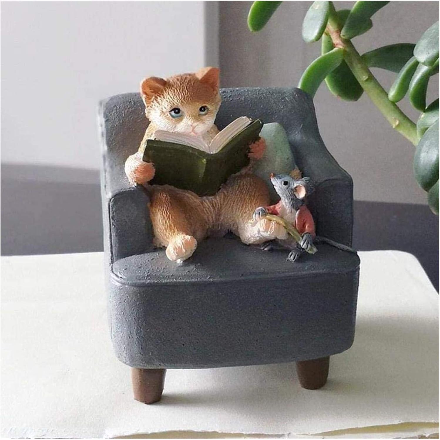 Statues Sculpture Figurines Decorations Ornaments Sculpture Cute Animal Statue Decoration Cat Mouse Resin Crafts Home Garden Figurines Miniature Ornament Creative Gift