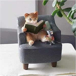 Statues Sculpture Figurines Decorations Ornaments Sculpture Cute Animal Statue Decoration Cat Mouse Resin Crafts Home Garden Figurines Miniature Ornament Creative Gift
