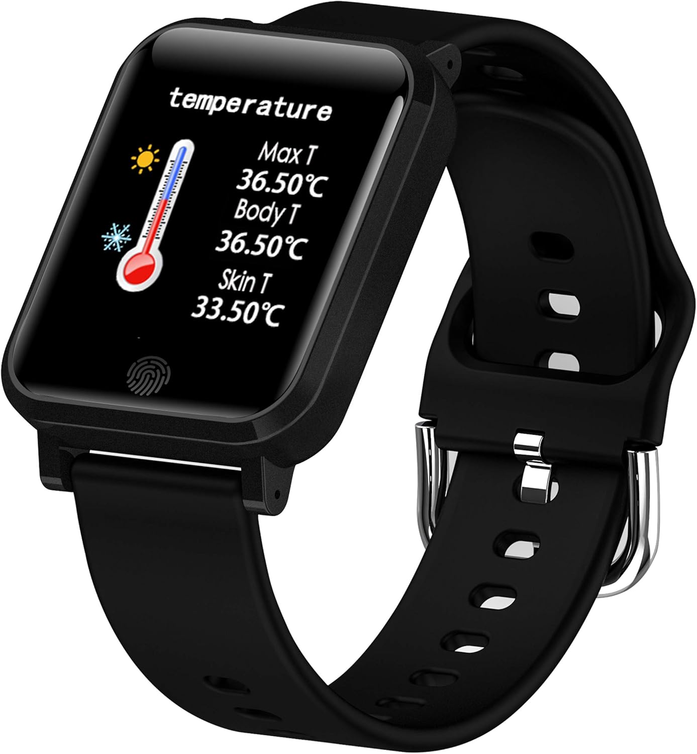 Hoowa Inflatables Smart Watch Blood Pressure Monitor, Heart Monitor Smart Watch, Temperature Scanner, IP67 Waterproof, SpO2+ HR+ BP Monitor, Sports Fitness Tracker