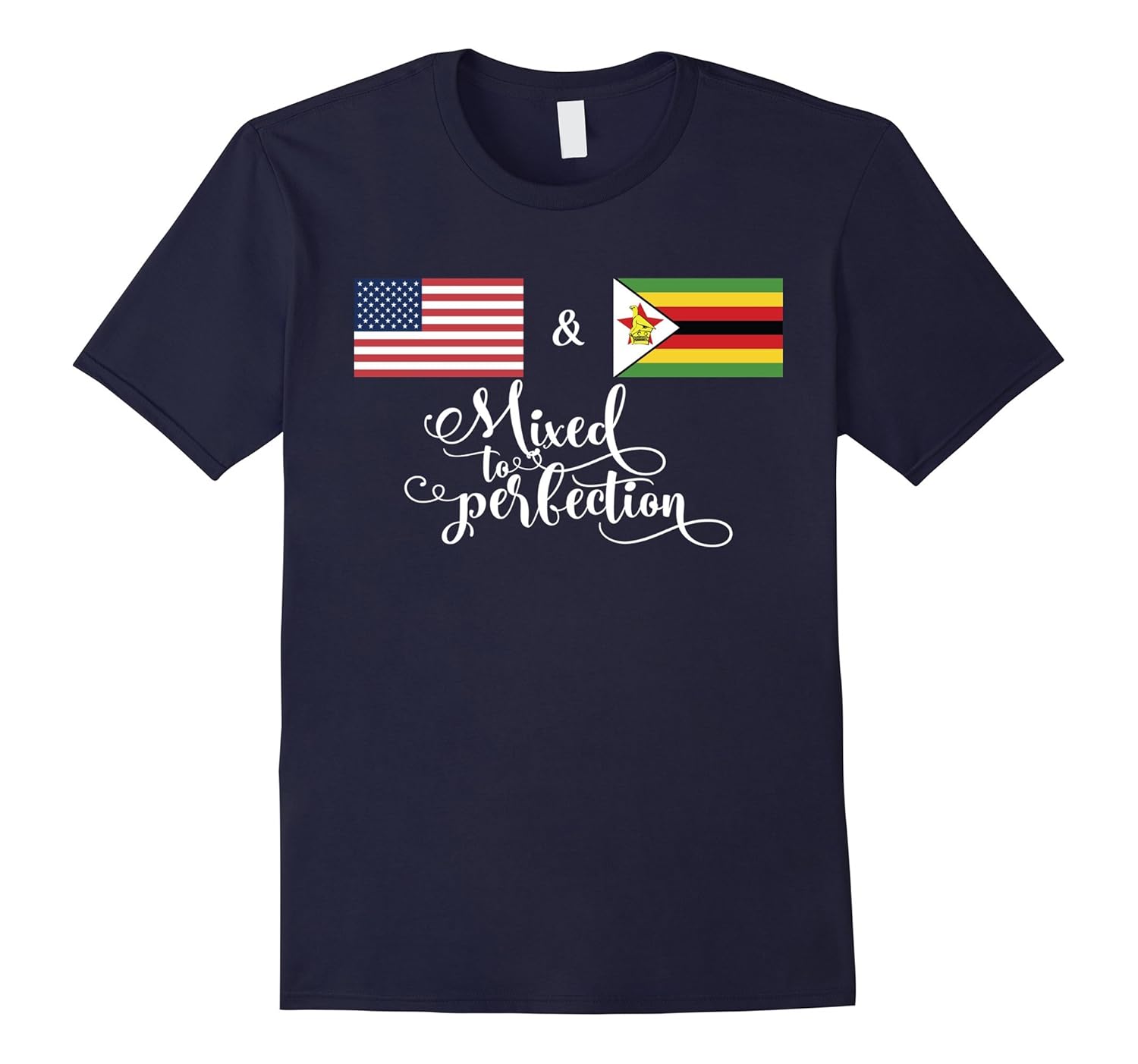 American + Zimbabwe Mixed To Perfection Flag T-Shirt-ANZ