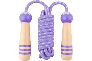 Jump Rope for Kids, Lorvain Adjustable Skipping Rope, Kids Jump Ropes with Wooden Handle for Girls Boys, Weighted Jumping Ropes for Fitness Workout Exercise Outdoor Fun Activity