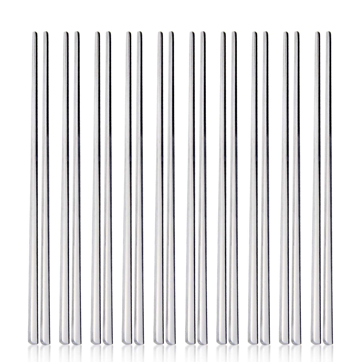 YFWOOD 10 Pairs Stainless Steel Chopsticks, Korean Chopsticks, Non-Slip, Dishwasher Safe