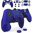 Foamy Lizard Eclipse PS5 Edge Controller Skin Combo Set | Dock Compatible, Protector Decals, Anti-Slip Soft Gel Silicone Cover, Faceplate Shell & Thumb Grips for PlayStation 5 DualSense Edge (Blue)