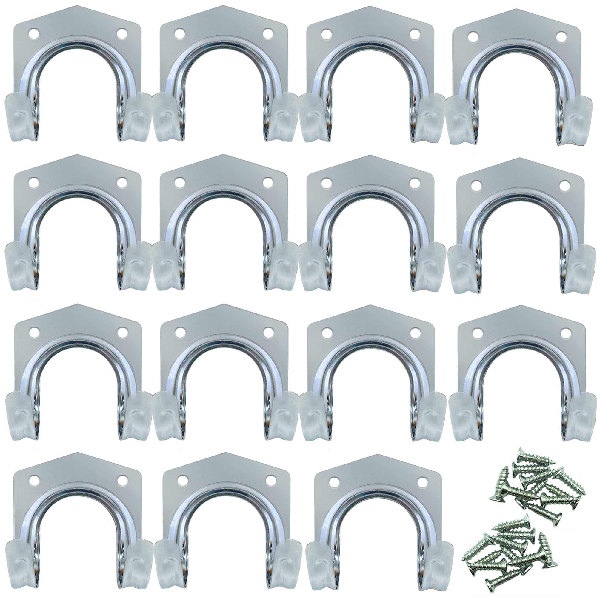 SOL 15pk DIY Tool Hooks Metal Aluminium Garage Storage with 30pcs Screws Durable Rust Resistant Heavy Duty Wall Mount for Bikes Ladders Garden Equipment Organisation