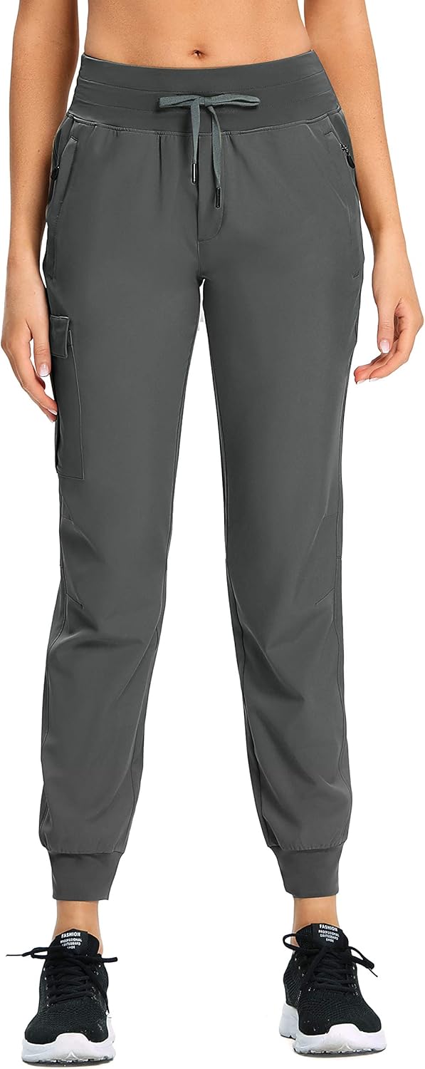 RlaGed Women’s Cargo Hiking Pants Lightweight Joggers Quick Dry Water Resistant Outdoor Fishing UPF 50 Zipper Pockets: Clothing