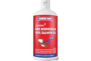 WONDER PAWS Premium Salmon Oil for Dogs – Pure Norwegian Salmon Oil High in Omega 3 EPA & DHA -Powerful Fish Oil for Dogs Skin & Coat, Hip & Joints, Allergies & Itchy Skin – Omega 3 Fish Oil for Dogs-8oz Liquid