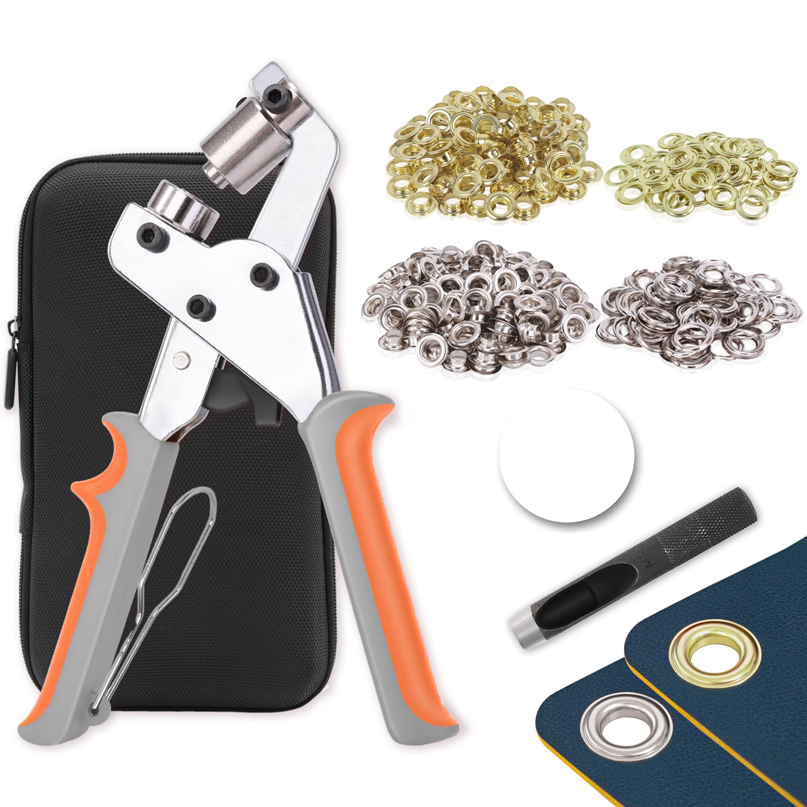 Photo 1 of ZAPSIFOU Grommet Tool Kit with 200 Sets 3/8 Inch Grommets, Heavy Duty Grommet Kit with Storage Bag, Grommets Pucher with Hole Punch and Eyelets, Eyelet Pliers Kit for Tarp, Fabric, Banner, Canvas