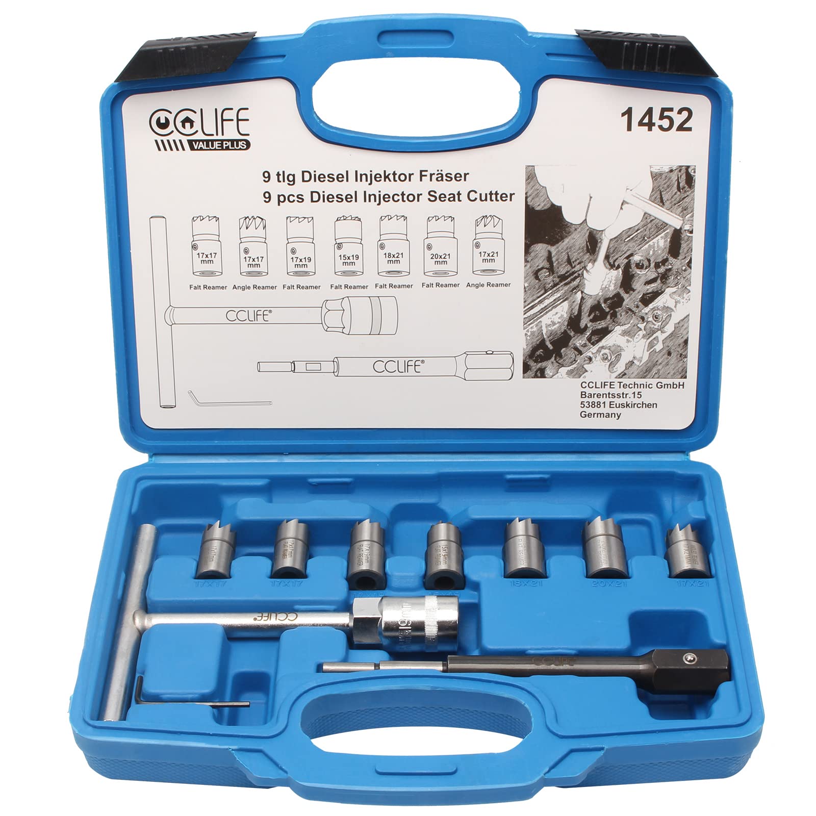CCLIFE 10 pcs Diesel Injector Seat Cutter Injector Cleaning Cleaner Tool kit