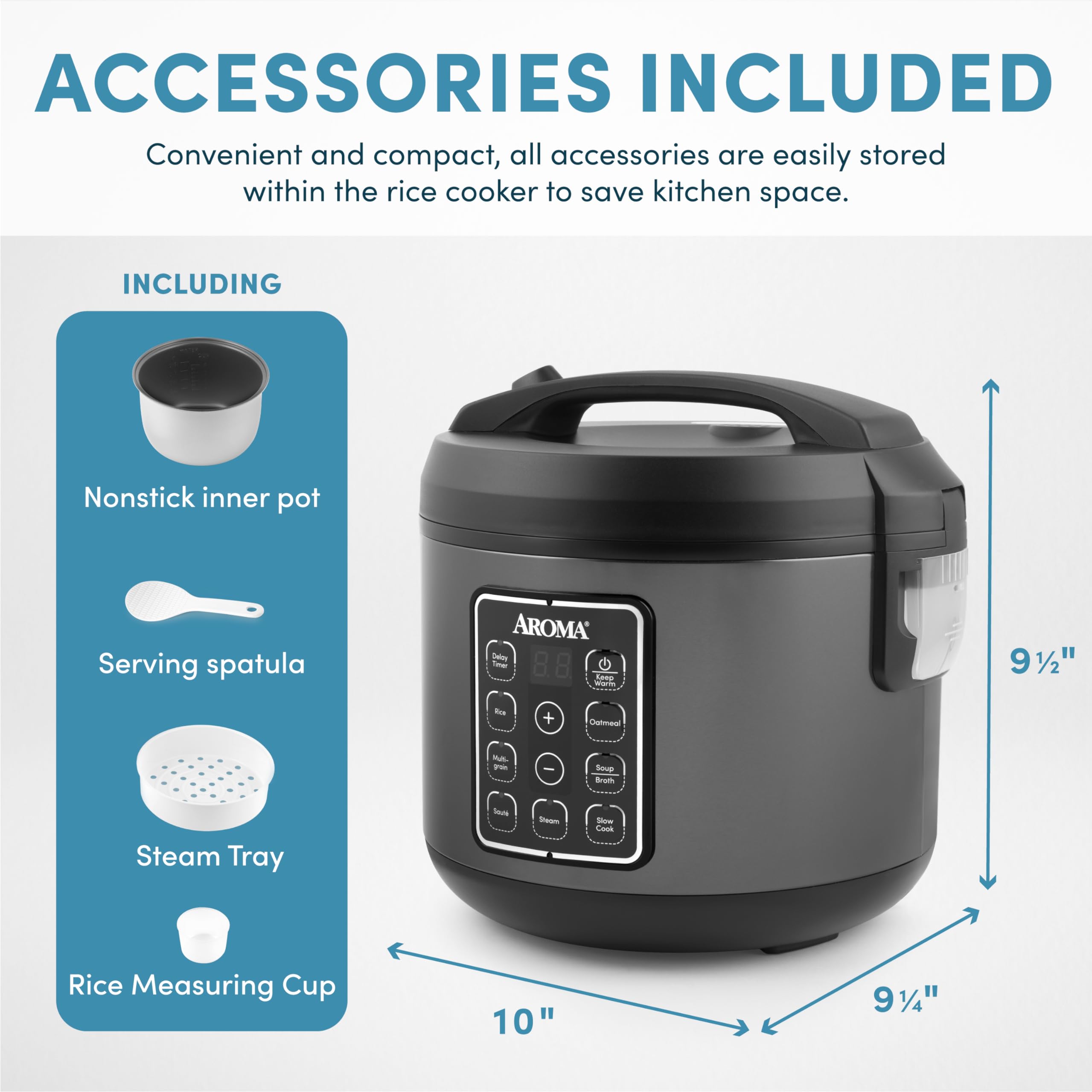 AROMA® 12-Cup (Cooked) Digital Rice & Grain Multicooker (ARC-966BD), Black