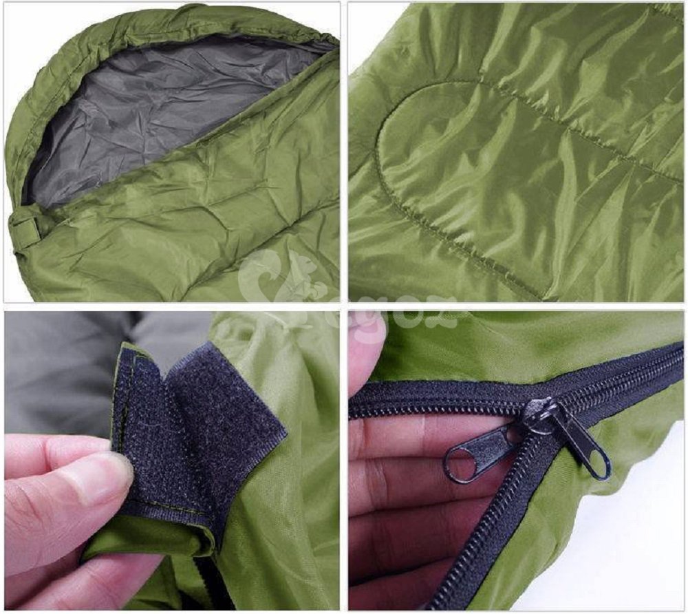 Peanut By EGOZ Sleeping Bag Easy to carry Warm Adult Outdoor Sports Camping Hiking With Carry Bag Lightweight (Army Green)