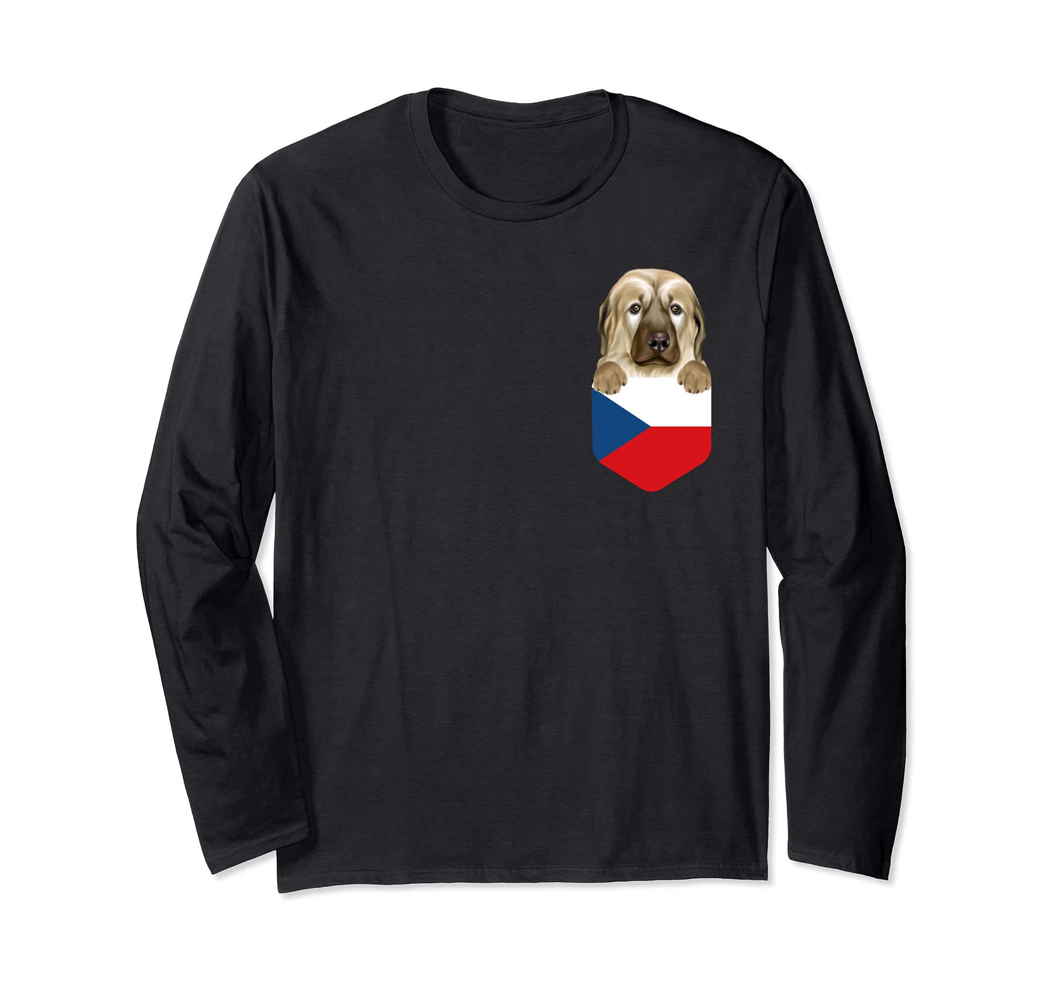 Czech Republic Flag Anatolian Shepherd Dog Dog In Pocket Long Sleeve T-Shirt