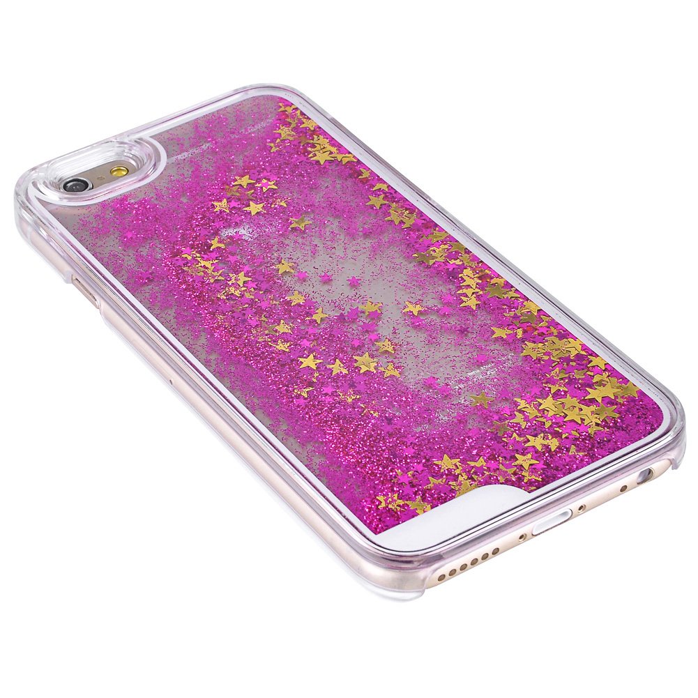 Yoption Transparent Plastic 3D Glitter Quicksand and Heart Liquid Case for iPhone 6 6s 4.7\