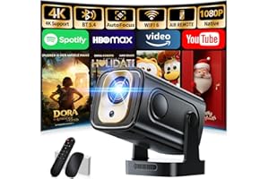 Projector [Auto Focus & Native 1080P & Built-in Apps] Mini Portable Projector 1080P, 4K Full HD with WiFi 6 & Bluetooth 5.4, 