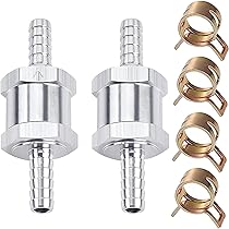 4 PCS 8mm Aluminum Fuel Check Valves With 16 Clamps - One-Way Non-Return Valve For Petrol/Diesel, Marine, Car, Auto