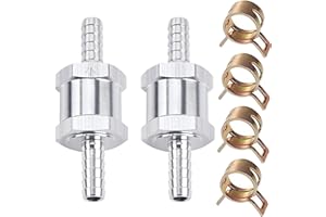 QOOWFEANIG 2PCS One Way Check Valve 5mm OD 1/4" Aluminum Fuel Hose Check Valve Non Return Replacement Liquid Air Inline for O
