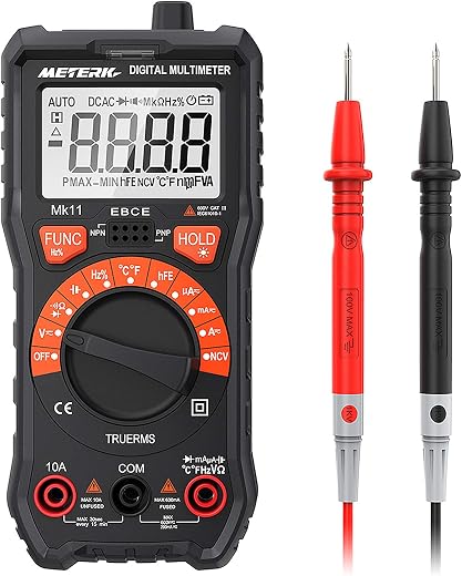 Digital Multimeter,Meterk True RMS NCV Multimeters Voltmeter Measuring AC/DC Voltage Current Resistance Capacitance (MK11)