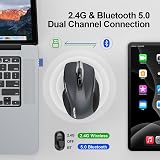 TECKNET Bluetooth Mouse Wireless Silent 4800DPI Tri-Mode 2.4G BT 5.0/3.0 Gray view 3