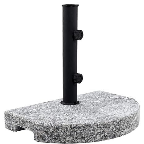BUTLERS The Rock Schirmständer halbrund 40x28x33 cm - Sonnenschirmständer aus schwarzem Stahl 15 kg - Granit-Standfuß