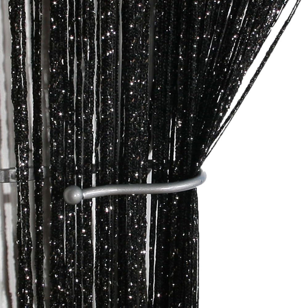 come on style shop Glitter String Curtain Panel Door Curtain Beads Room Divider Crystal Tassel Fringe Beaded Window Panel (Black)