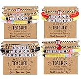 KummerSaprk 16Pcs Teacher Bracelets for Women Little Words Project Apple Charm Bracelet Appreciation Gifts Jewelry Accessories from Students