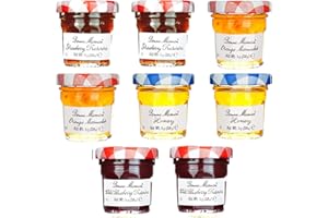 ITHACORE Gift Box of 8 Bonne Maman Mini 1 oz. Jars (2 Each of Strawberry, Orange, Honey & Blueberry)