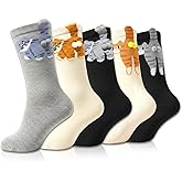 FRVCRS 5 Pairs Cat Socks with Balls, Funny Socks for Women, Fun Animal Cat Gifts for Cat Lovers