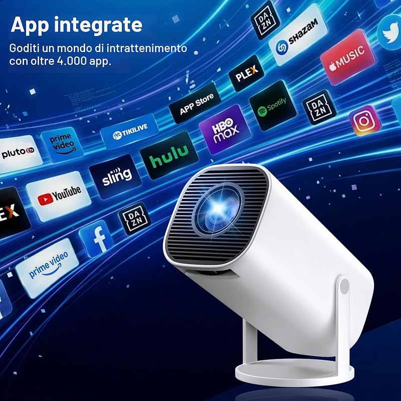 Mini Proiettore 4K Full HD 1080P Supporta, Proiettore Portatile