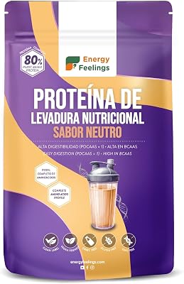 Protéine Végétale de Levure Nutritionnelle 80%, Vegan Protein Powder, Protéine en Poudre Goût Neutre Sans Sucre Ajouté et Sans Lactose pour Musculation, Naturelle, 500g