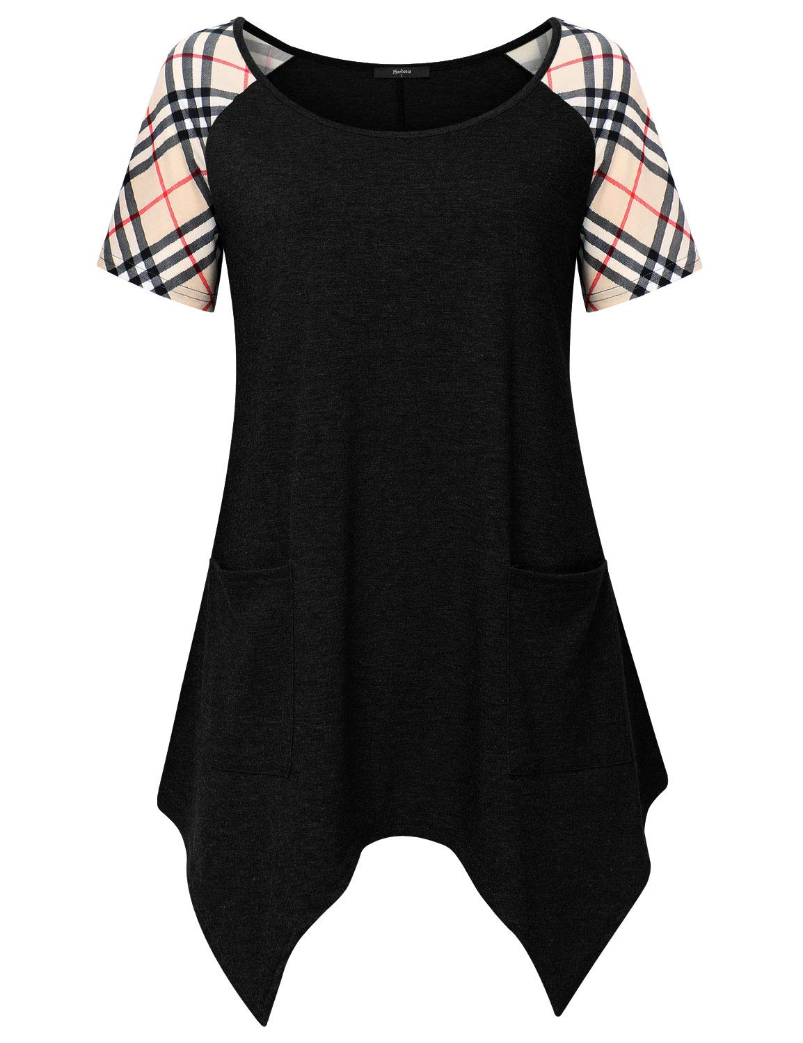 Marbetia O-Neck Patchwork Material Blouses Fashion Trendy Party Ruffle Suit Female Slim Solid Color Winter Tops Chiffon Dress Black XX-Large