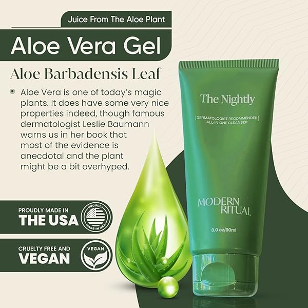 MODERN RITUAL 3 FL OZ FACIAL CLEANSER – ALL IN ONE NIGHT TIME SALICYLIC ACID CLEANSER WITH HYALURONIC ACID FOR SUMMERS, ACNE FACE WASH, BRIGHTER, SMOOTHER & HYDRATED SKIN