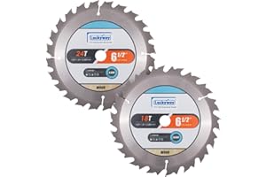 Luckyway 2-Pack 6-1/2 Inch 18T&24T Framing with 5/8 Inch Arbor TCT Circular Saw Blade for Cutting Wood