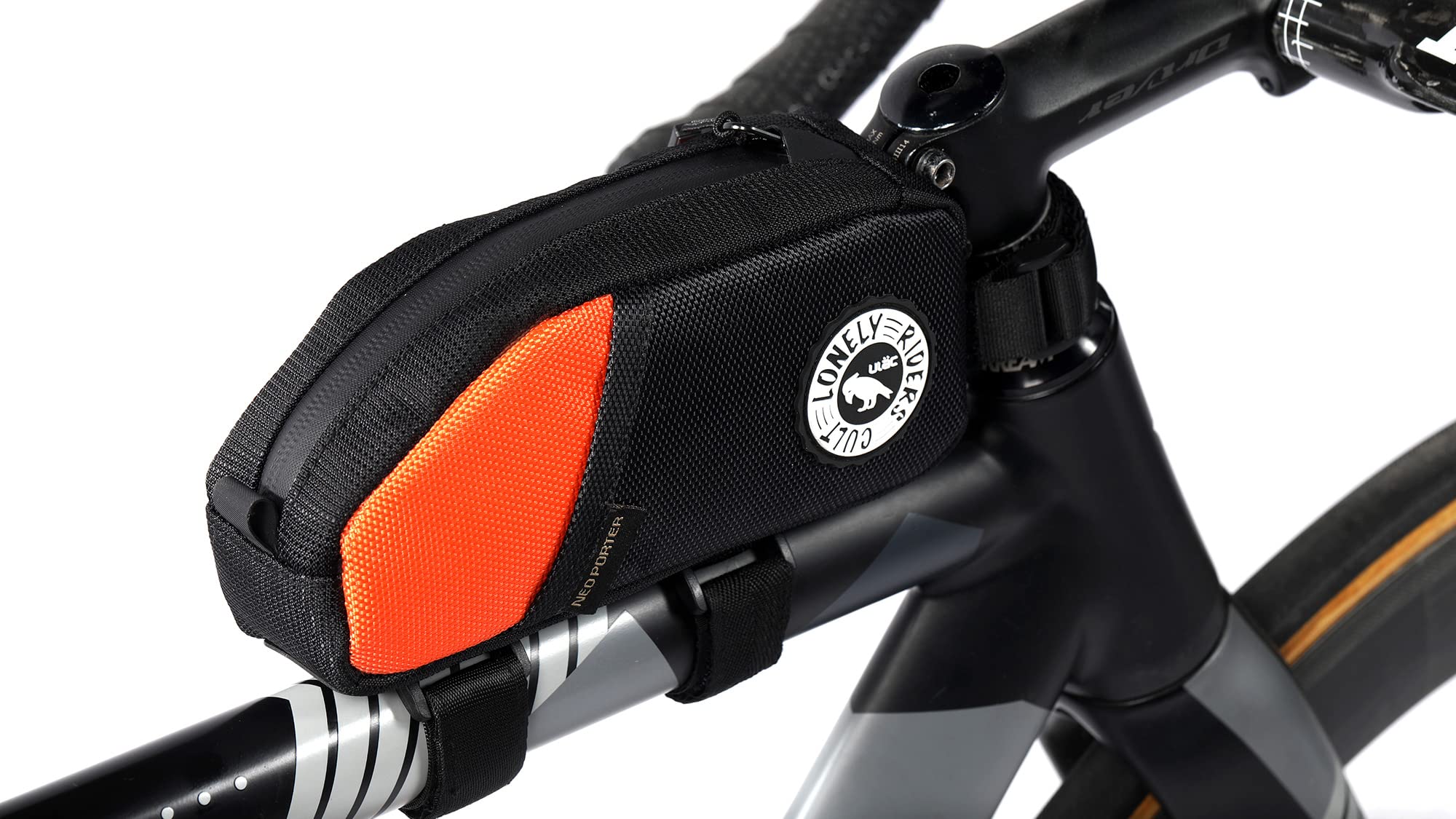 ULAC NOMADPAK: Trekking 0.9L Top Tube Bag (Black-Orange)